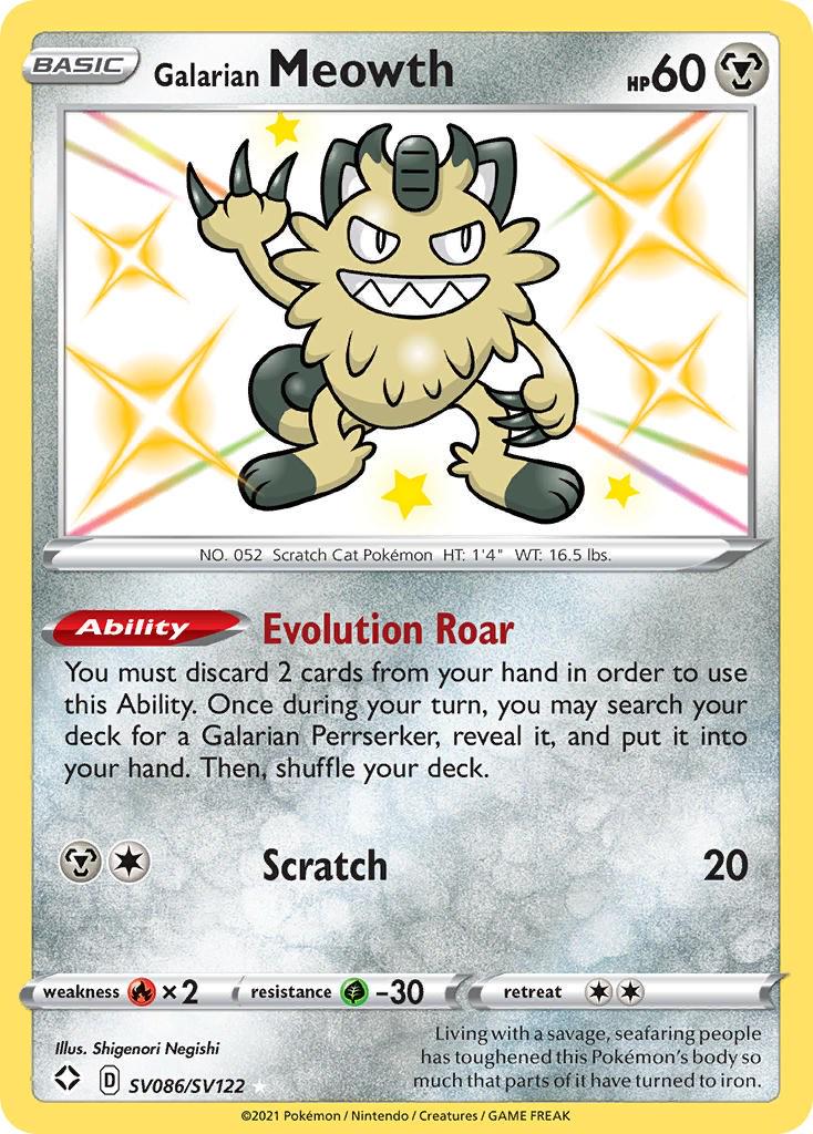 Shining Fates Galarian Meowth Pokémon card